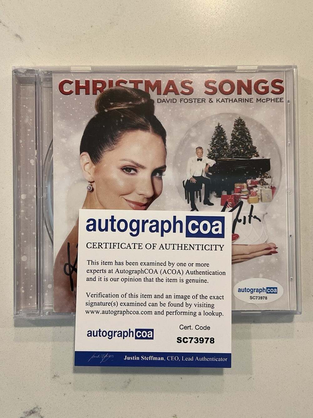 DAVID FOSTER KATHARINE MCPHEE Signed Autograph CD "Christmas Songs" ACOA #2